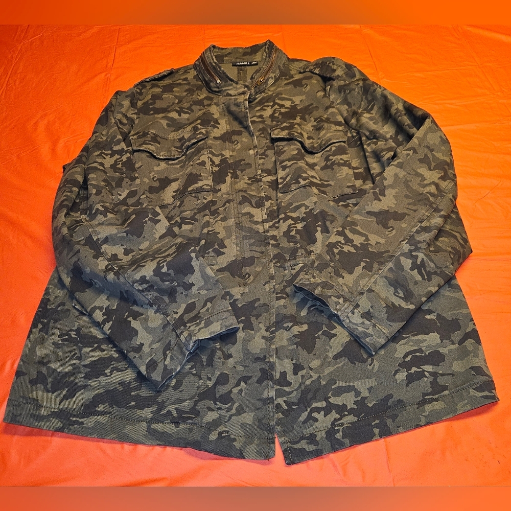 Ana Denim Camouflage Jacket/Cargo Zip & Snap Front w/Drawstring Waist 3XL NWOT